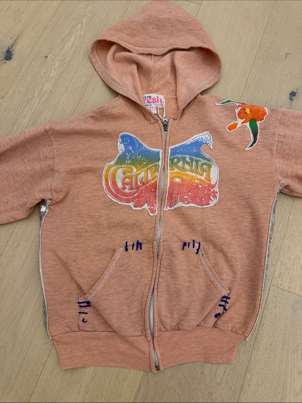 Fresh Zip-Up Hoodie with California Rainbow Graphic